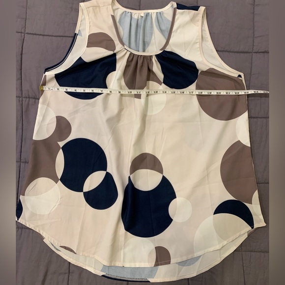 Sleeveless Polka Dot Camisole in Cream, Navy & Taupe - Picture 3 of 6